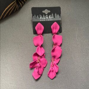 Nicole Miller Pink Petal Drop Earrings